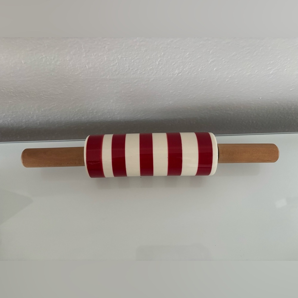 Ceramic Rolling Pin with Wood Handles 6 Inch Roller 12 Inch With Handles